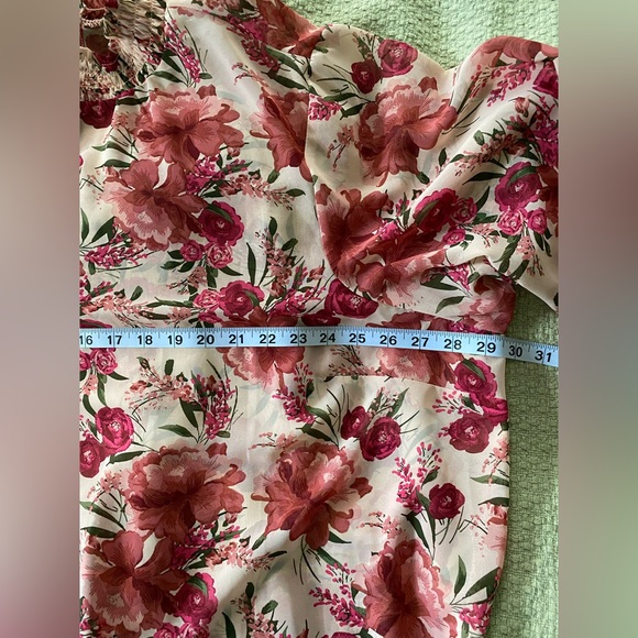 NWOT Torrid Shiffon Smocked Mock Neck Floral Pink Sheer Blouse  Size 4 - Picture 8 of 13